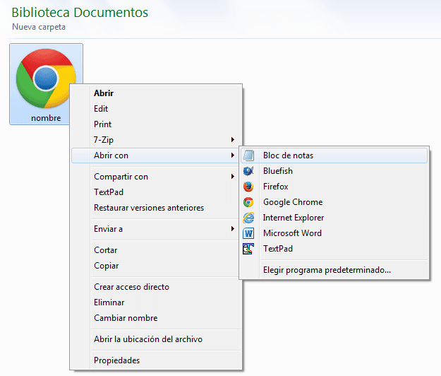abrir con bloc de notas